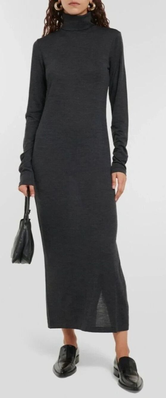 New Polo Ralph Lauren Wool-Blend Turtleneck Long Sleeve Midi Dress Size Small Gr